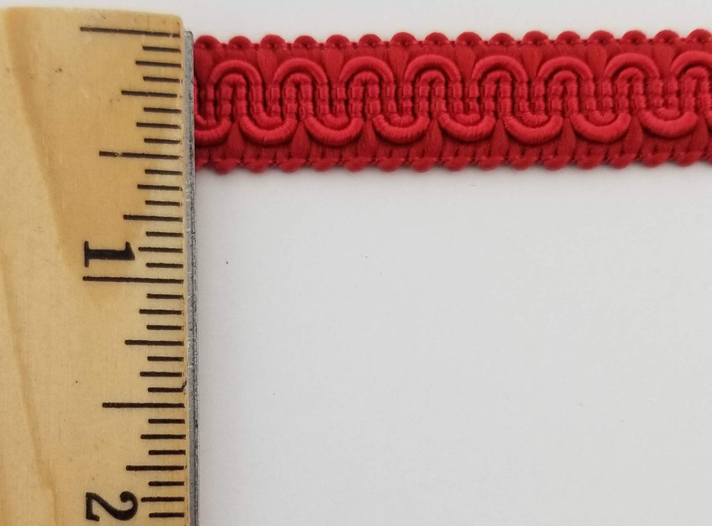 1/2" Scroll Braid Gimp w/Backing - 10 Continuous Yards - Many Color Options! (Red)