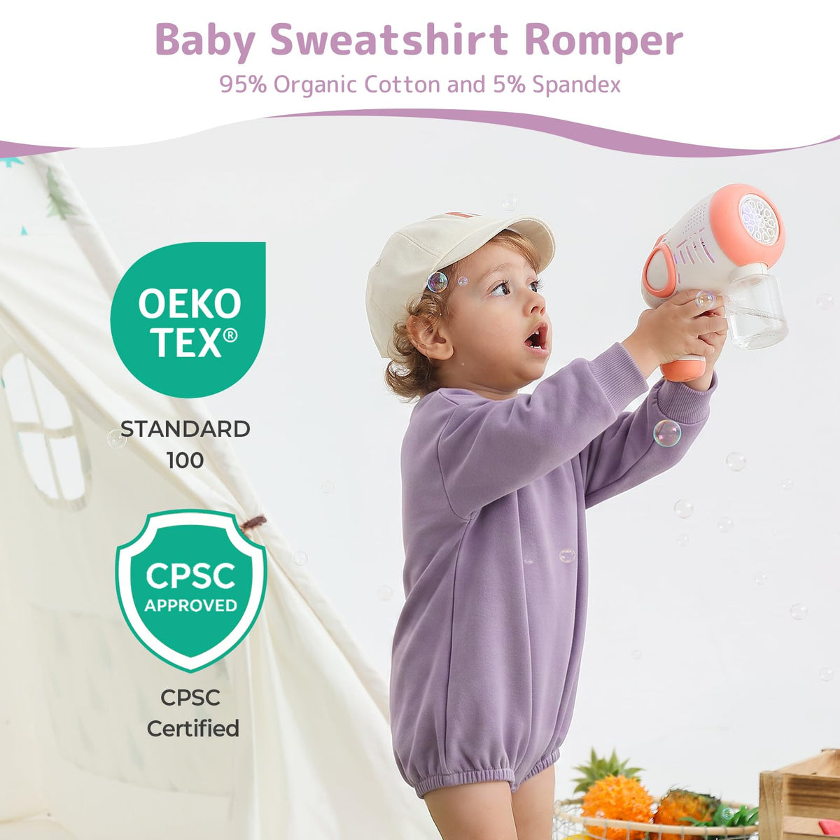 Baby Boy Girl Sweatshirt Romper Bubble Romper,Purple