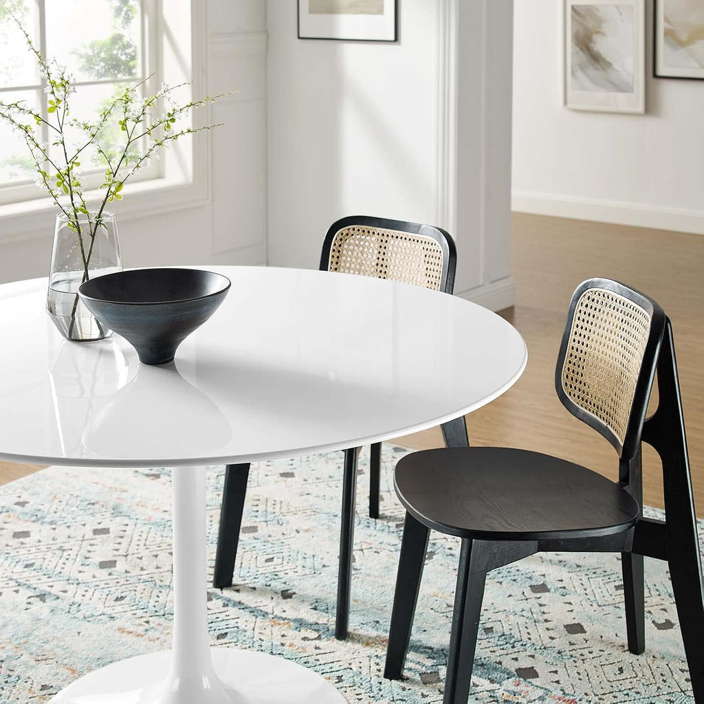 Inspired Saarinen Style Tulip Round Pedestal Dining Table — White, 47″ Round
