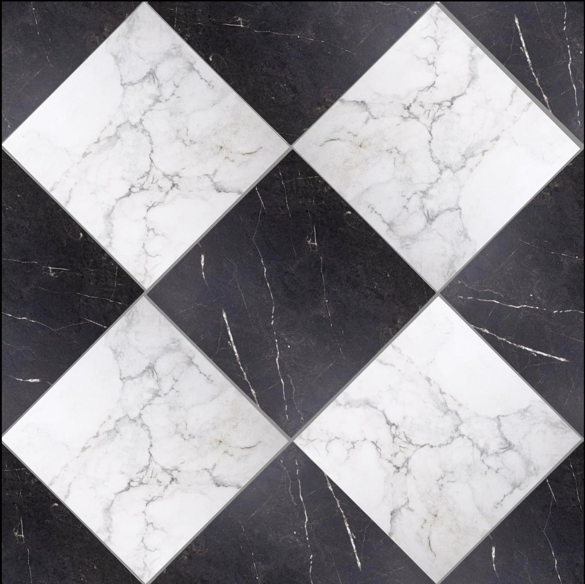 Palazzo Checkerboard | 12"x12" Porcelain Marble Look Floor & Wall Tile (Blanc/Nero, Carton)
