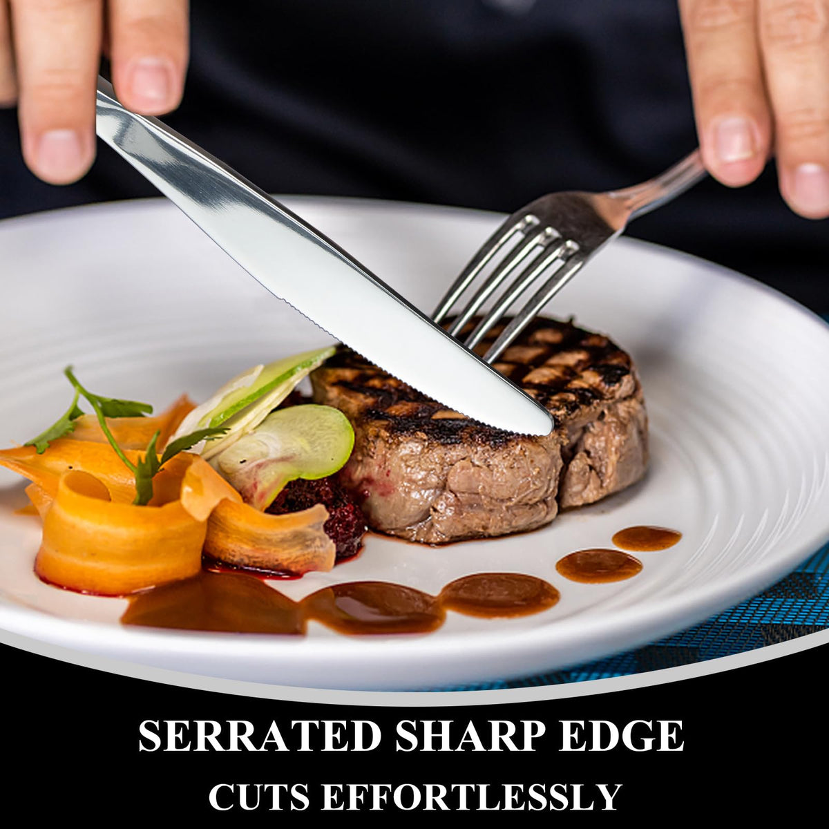 40-Piece Silverware Set, Stainless Steel Flatware Set Service for 8, Include Knife/Fork/Spoon, Mirror Polished