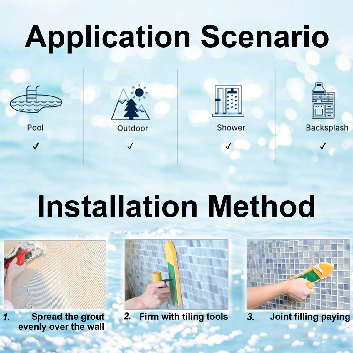 5 Sheets Glass Mosaic Tiles Backsplash, Pool Tiles, 12" x 12" Kitchen Backsplash Tile, Glass Tiles Border Shower Wall
