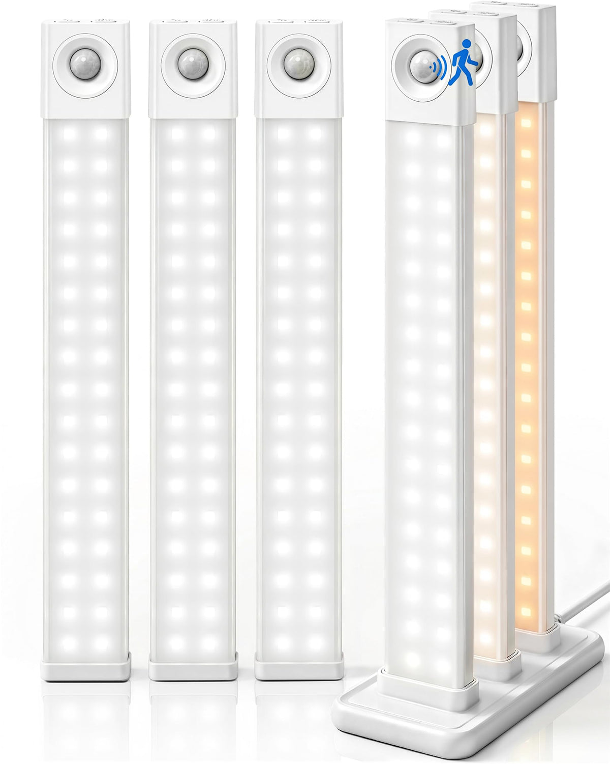 6 Pack LED Under Cabinet Lights Wireless with Charging Station, 11.8'' Motion Sensor Light Indoor, 1100mAh