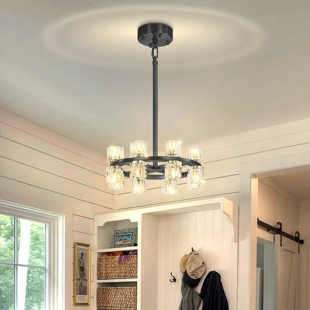 16" 16-Light Black Wagon Wheel Chandelier