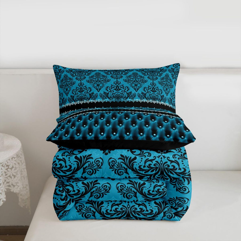 Blue and Black Damask Bedding Set Adults Comforter Set