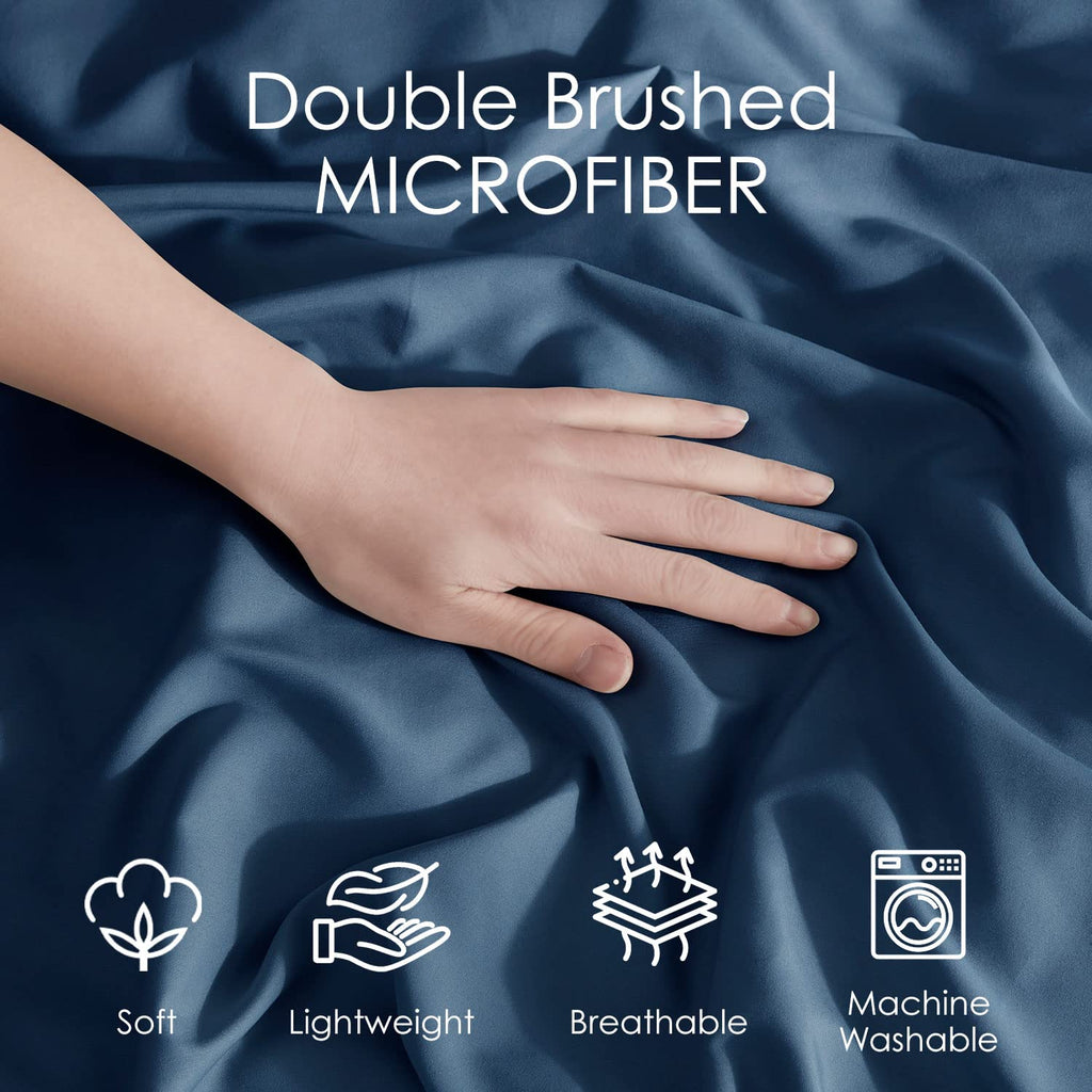 Navy Blue Duvet Cover, 3 Piece Bedding Set