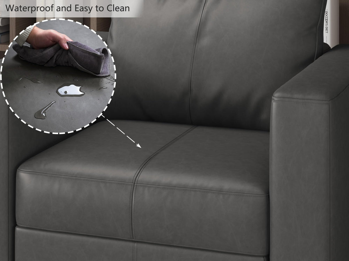 Faux Leather Sectional Couch L Shaped Sectional Sofa, Grey