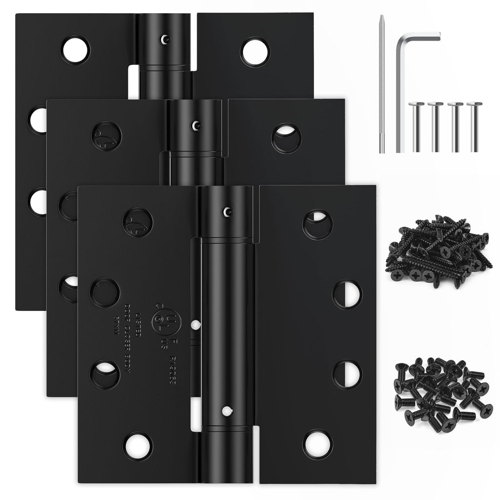 3 Pack Self Closing Door Hinges, Square Spring Hinges Self Closing 4.5 Inch