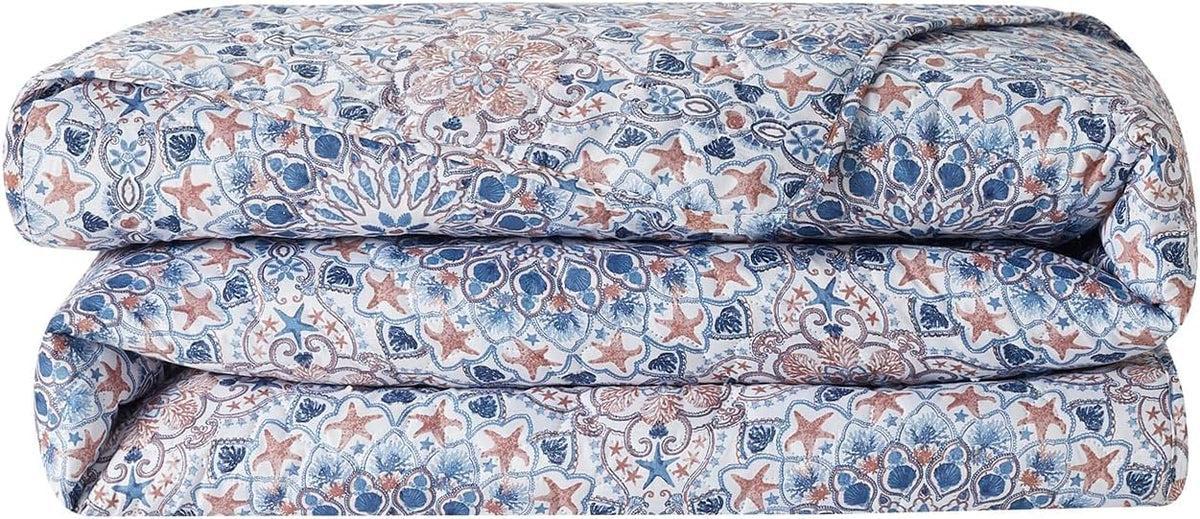 Seashell Medallion Pinsonic Bedding Set, 3-Piece, Blue