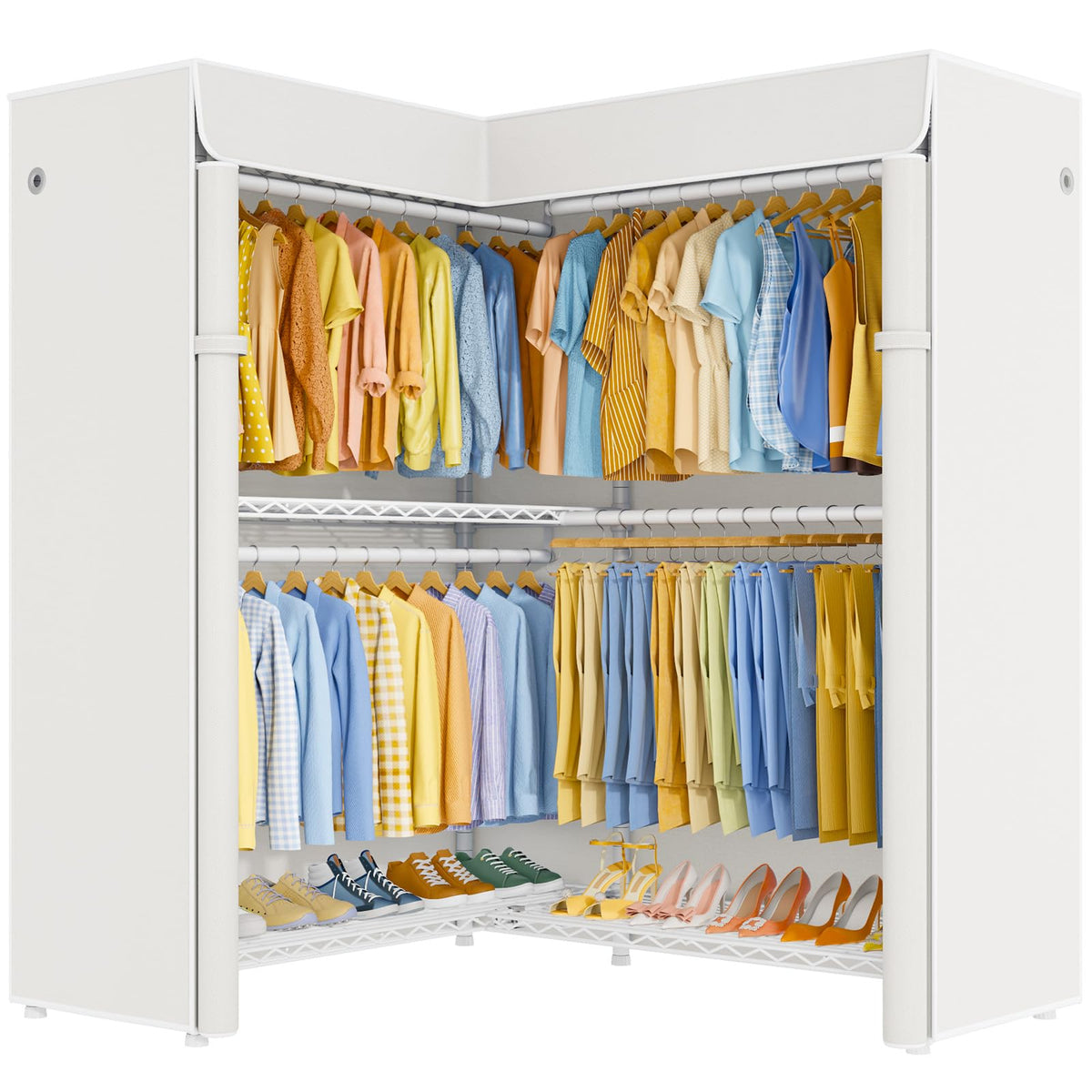 E15C Pro Garment Rack L Shaped Clothes Rack for Corner,Freestanding Clothing Racks for Hanging Clothes,Heavy Duty