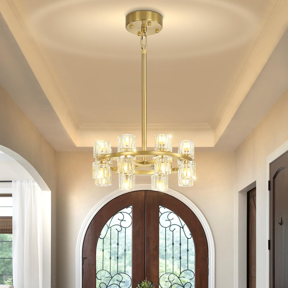 16" 16-Light Gold Wagon Wheel Chandelier