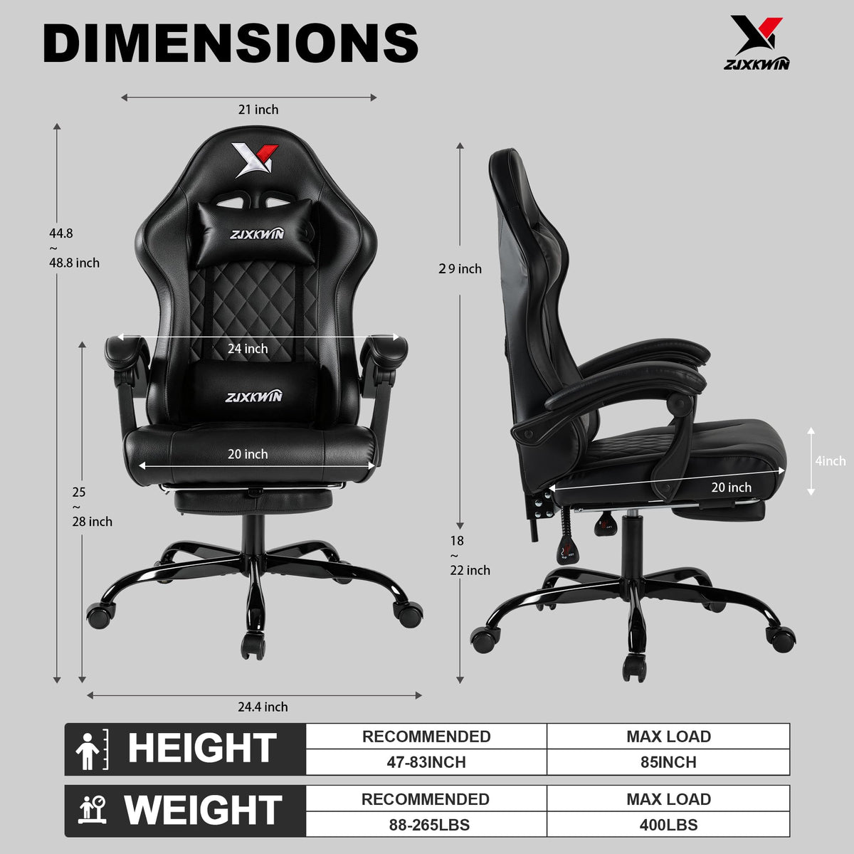 Gaming Chair for Adults with Pocket Spring Cushion, Ergonomic High Back Computer Chair with Footrest and Lumbar
