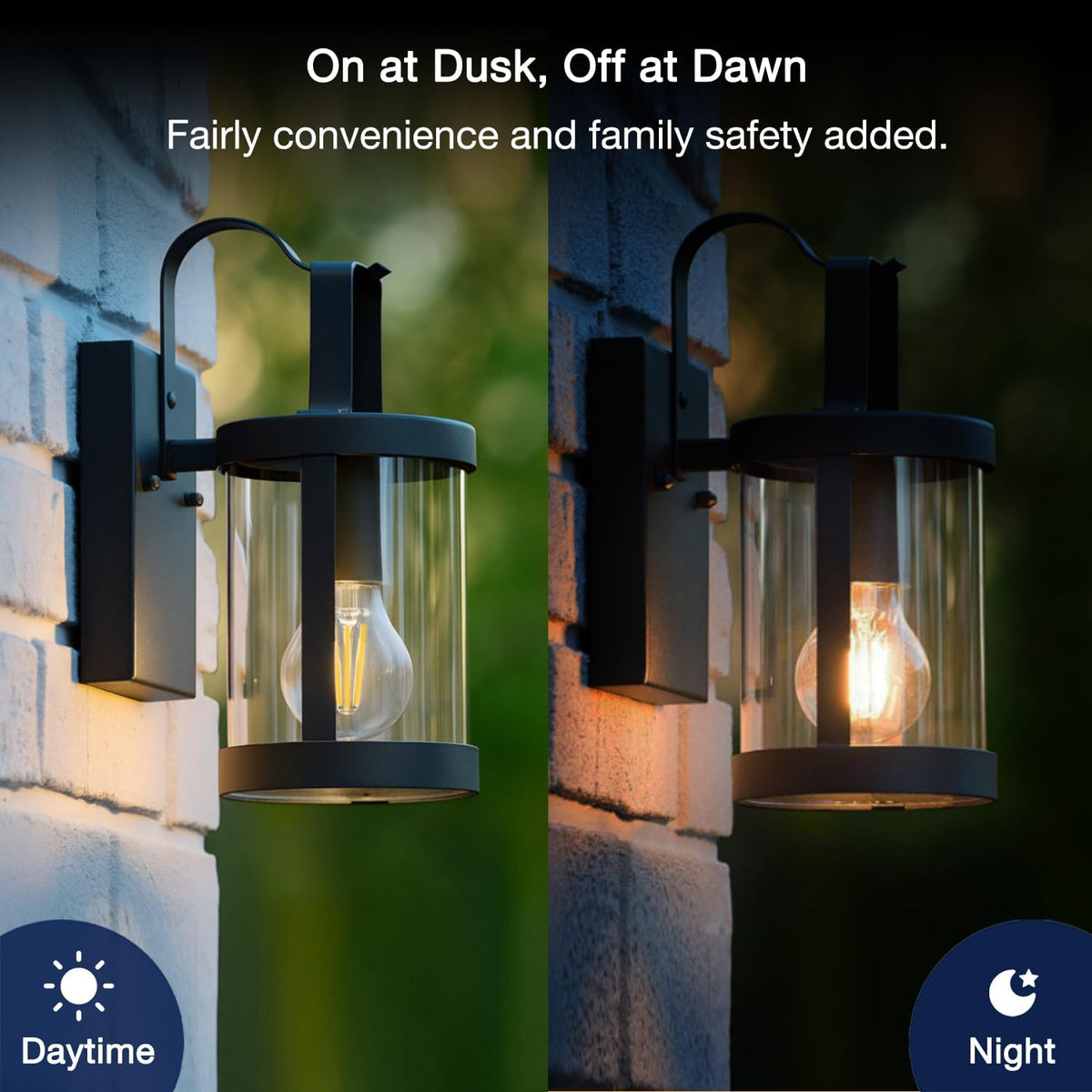 Dusk to Dawn Outdoor Sensor A19 LED Edison Bulbs,7W (60W Eqv.), 800LM,Vintage Filament E26 Base, Auto On/Off