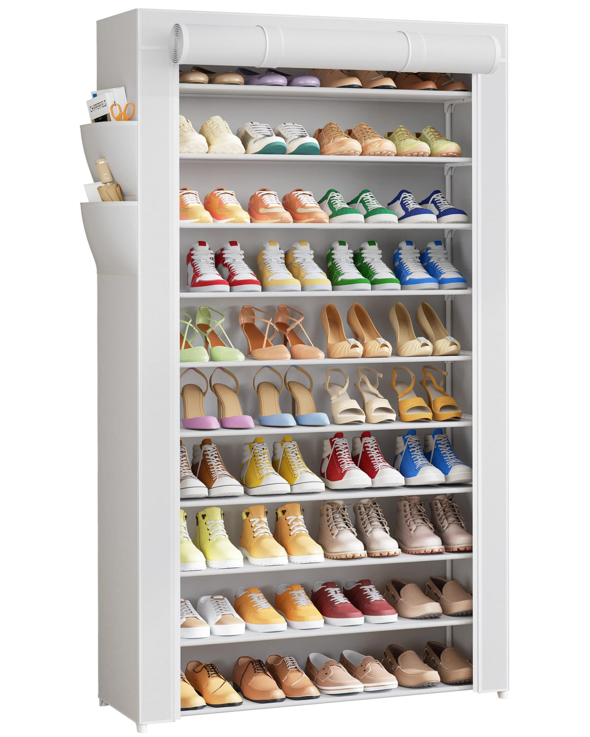 Large Capacity Shoe Storage with Side Pocket, Shoe Organizer for Closet, Entryway, Bedroom, Zapateras Organizer