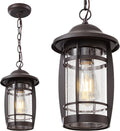 1-Light Outdoor Pendant Light for Porch - Oil Rubbed Bronze Outdoor Chandelier Lantern Waterproof Aluminum Exterior