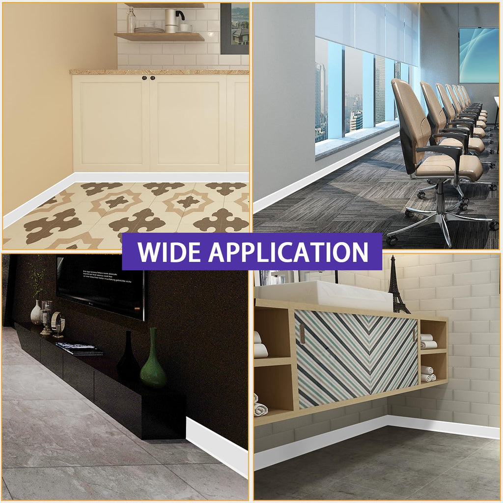 Vinyl Wall Base Baseboard Molding Trim 4" Flexible Self Adhesive Rubber Wall Base Moulding Trim Peel and Stick