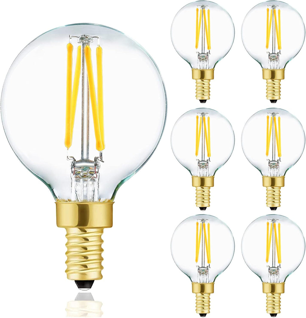 G16.5 LED Bulb,E12 40W Candelabra Dimmable Chandelier Light Bulbs 4000K Daylight White Clear 400lm 4W G50 Vintage LED