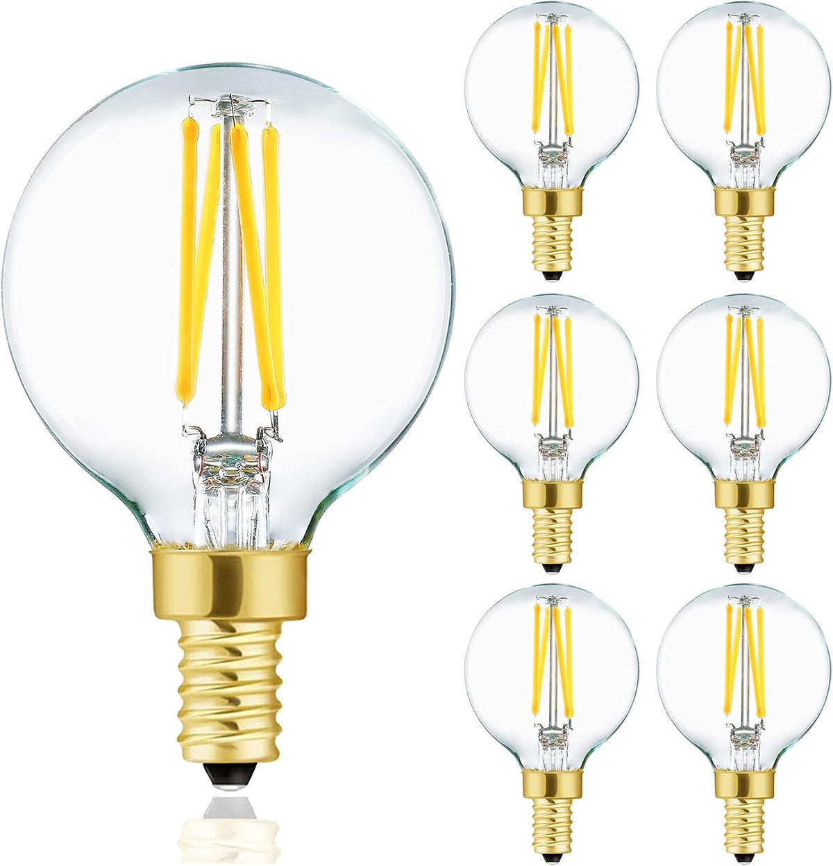 G16.5 LED Bulb,E12 40W Candelabra Dimmable Chandelier Light Bulbs 4000K Daylight White Clear 400lm 4W G50 Vintage LED