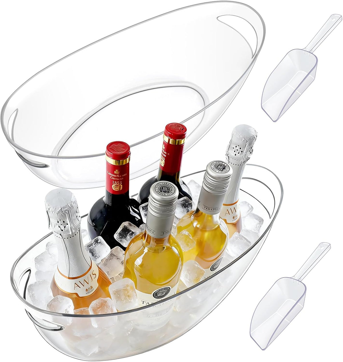 7.5L Ice Buckets for Parties, 2-Pack Clear Beverage Tub, Champagne Bucket - Set of 2