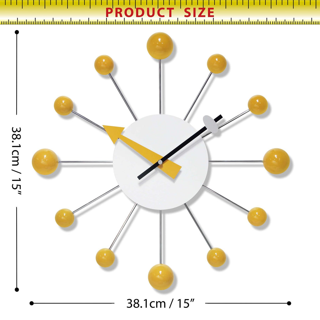 Inspired Nelson Style LTD. Orb Spoke Starburst Wall Clock, Saffron, 15"