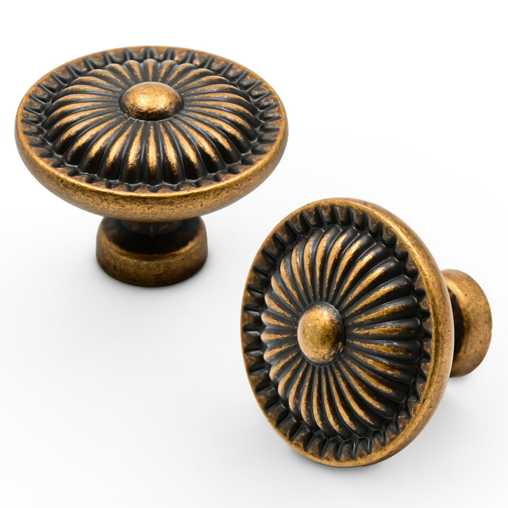 6 Pack Brushed Antique Brass Kitchen Cabinet Knobs