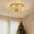 19.68-Inch Gold Crystal Dining Room Chandelier, Low-Profile Ceiling Fixture