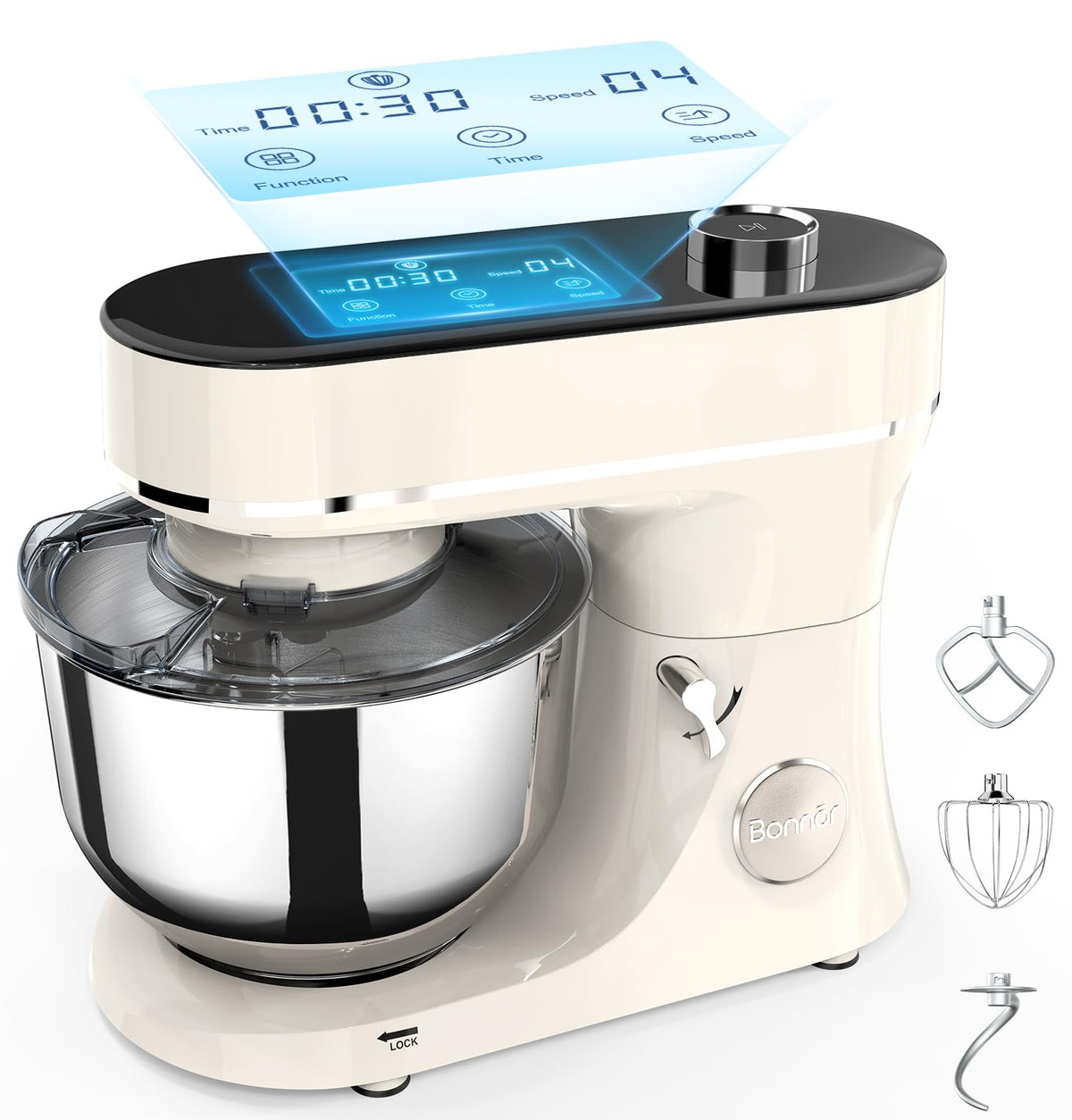 Stand Mixer 6QT Kitchen Mixer with LED Smart Touchscreen, 11-Speed Tilt-Head Mixer with Timer, 4 Preset Menus