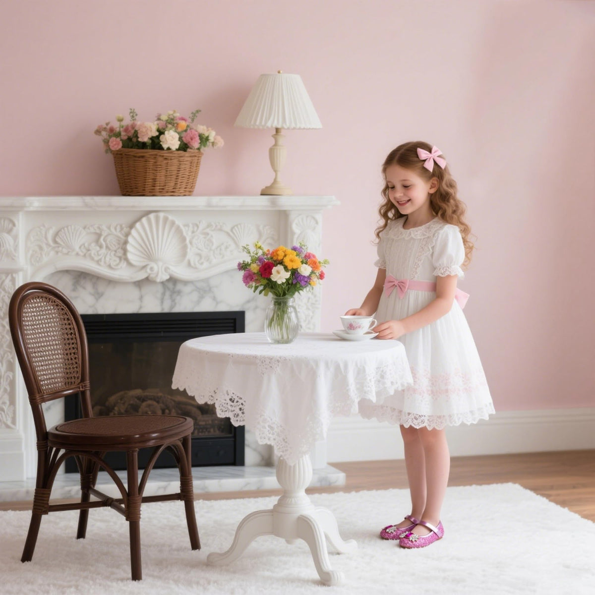 Toddler Little Girls Princess Shoes Mary Jane Ballerina Flats Flower Girl Dress Pink Shoes