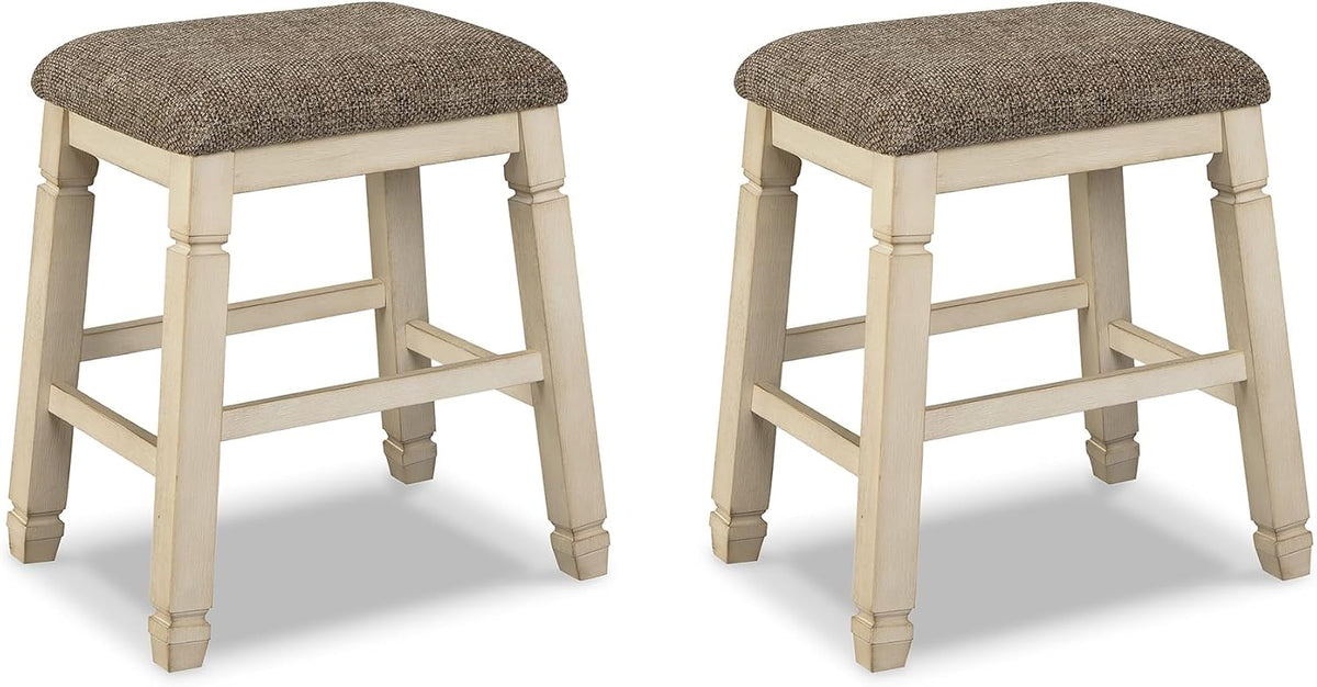 Bolanburg Farmhouse 24" Counter Height Upholstered Barstool, 2 Count, Whitewash