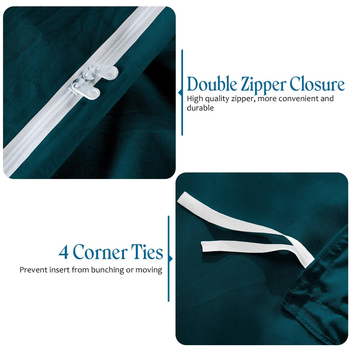 Pinch Pleated Duvet Set, 500-Thread Count 100% Egyptian Cotton Pin Tuck Pinch Pleated 3pc Duvet Cover Set, Zipper