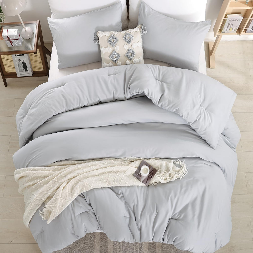 Light Grey Comforter Set, All Season Lightweight Bedding Set