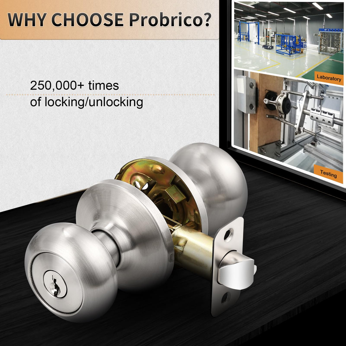 Entry Door Knobs with Lock, Keyed Alike Door Knobs for Interior Exterior Door, Brushed Nickel Modern Entrance Locks