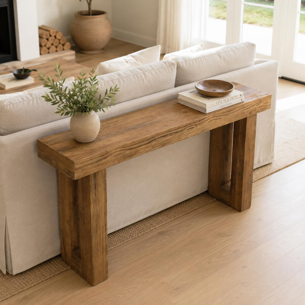 Reclaimed Solid Wood Console Table, 59" Long Entryway Table