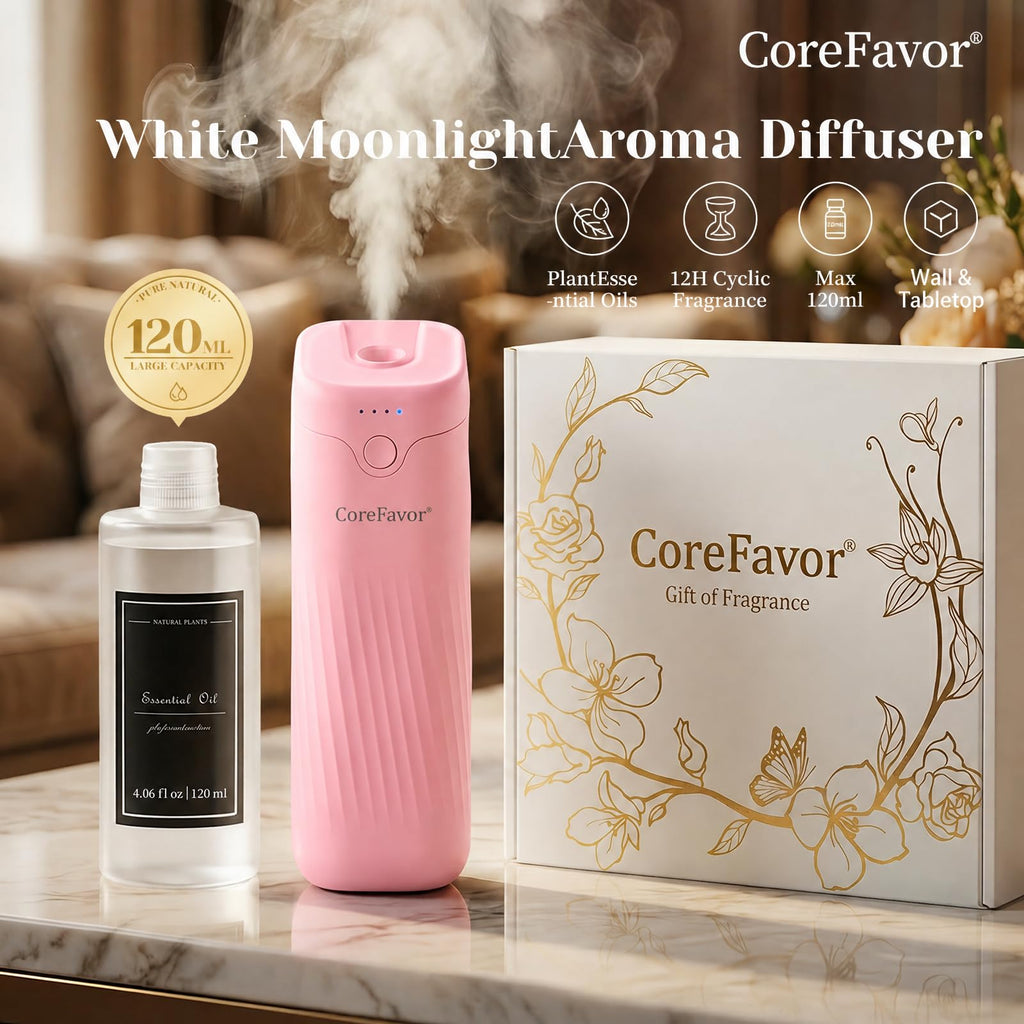 Waterless Essential Oil Diffuser with 3x120ml Oil (Pink)