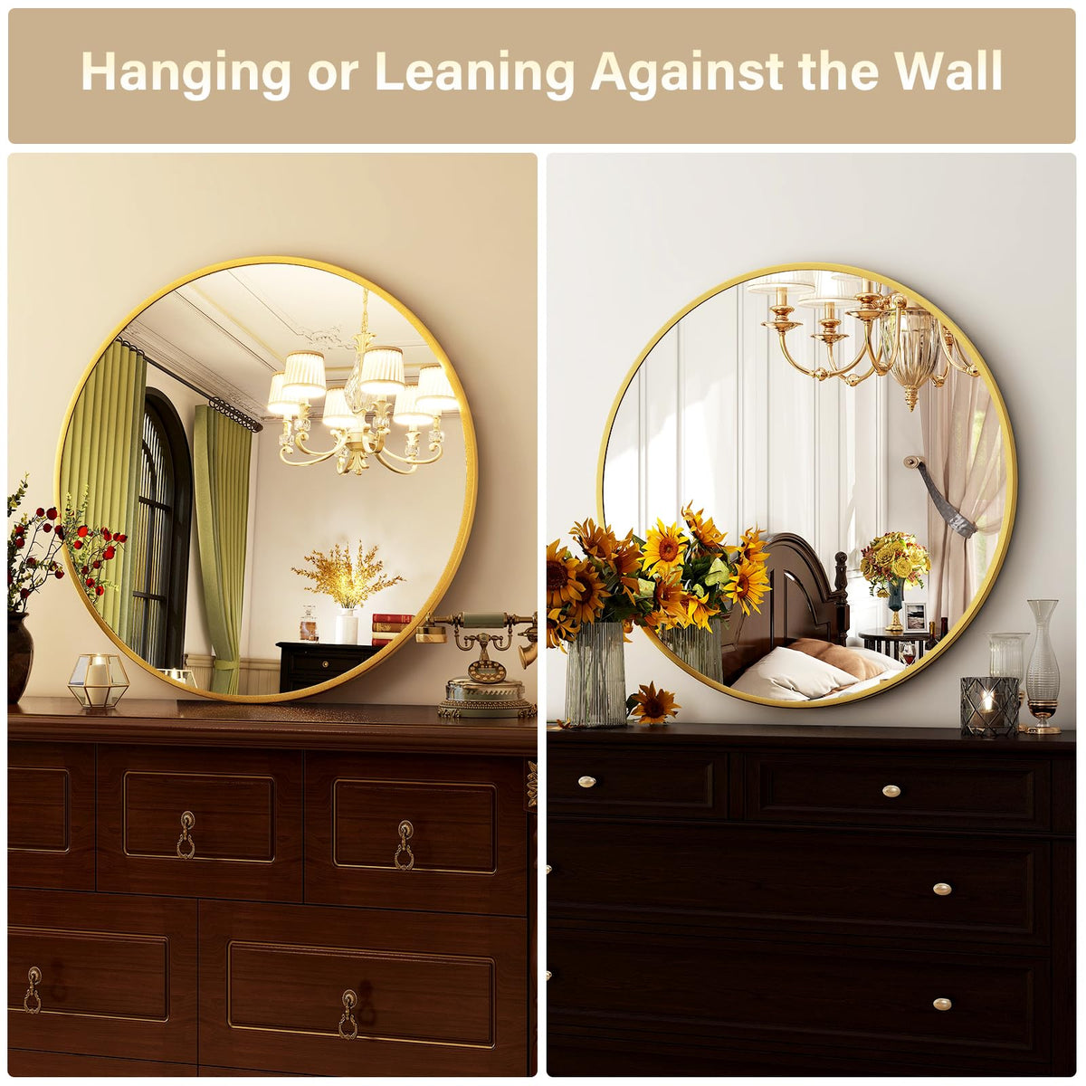 24 Inch Round Mirror Gold Circle Bathroom Mirror