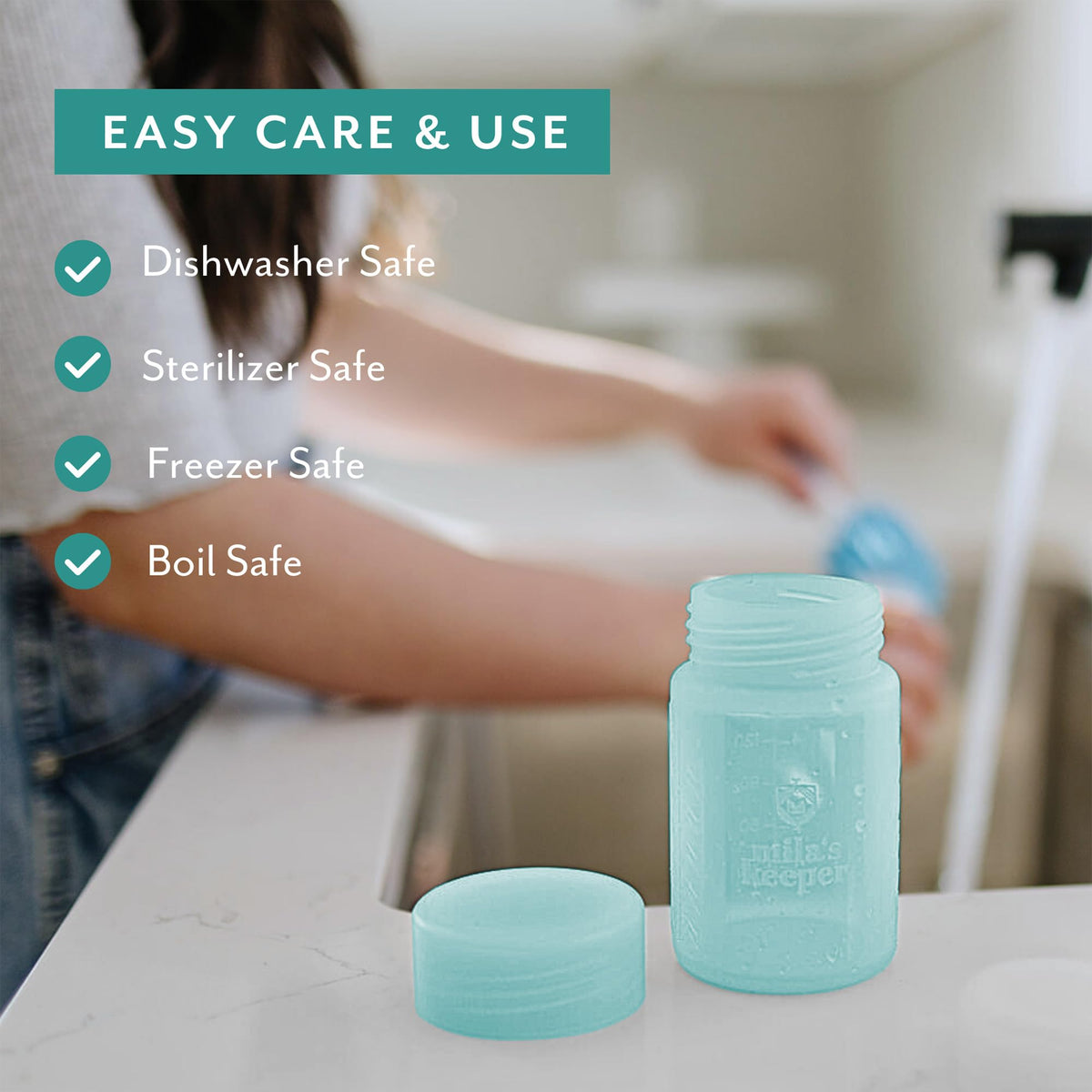 Silicone Breast Milk Storage Bottles | Daycare Approved | 100% Plastic Free Baby Bottle | 3 in 1 Pumping, Storing