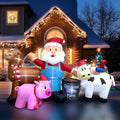8ft Long Christmas Inflatables Santa Farm Scene Decorations Built-in LED Lighted Blow Up Decoration Home Yard Outdoor