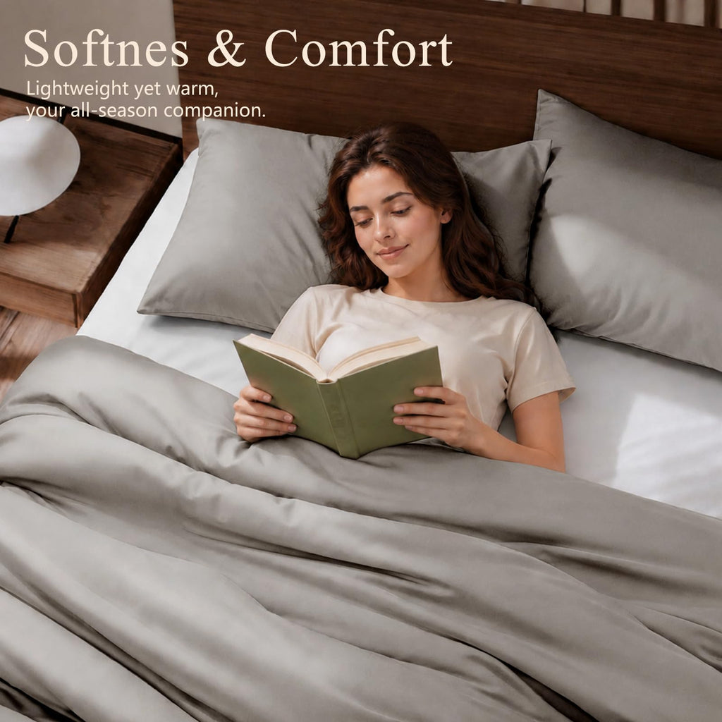 Duvet Cover Set 3 Pieces, 100% Organic Viscose derived from Bamboo, Luxuriously Soft & Cooling, 1 Duvet Cover