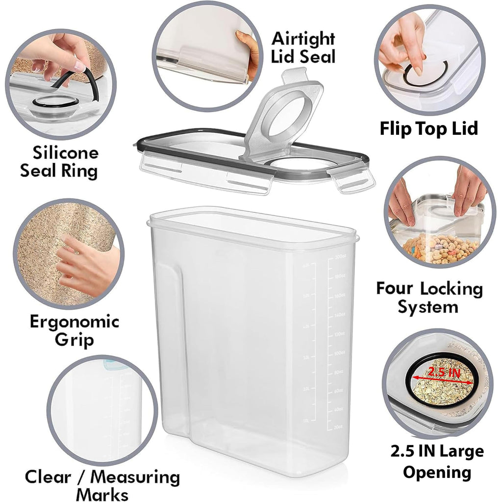 2 Pack (6.3L / 213OZ) EXTRA Large Airtight Food Storage Cereal Containers for Bulk Food Storage BPA-Free Plastic
