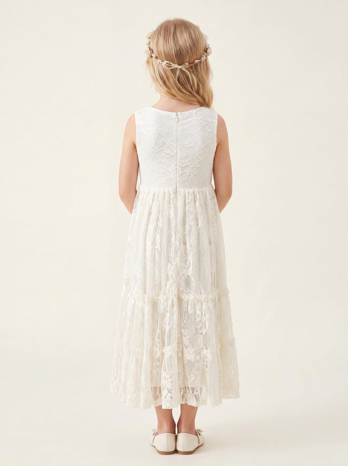 Flower Girl Dress Boho Toddler Dresses Sleeveless Ivory