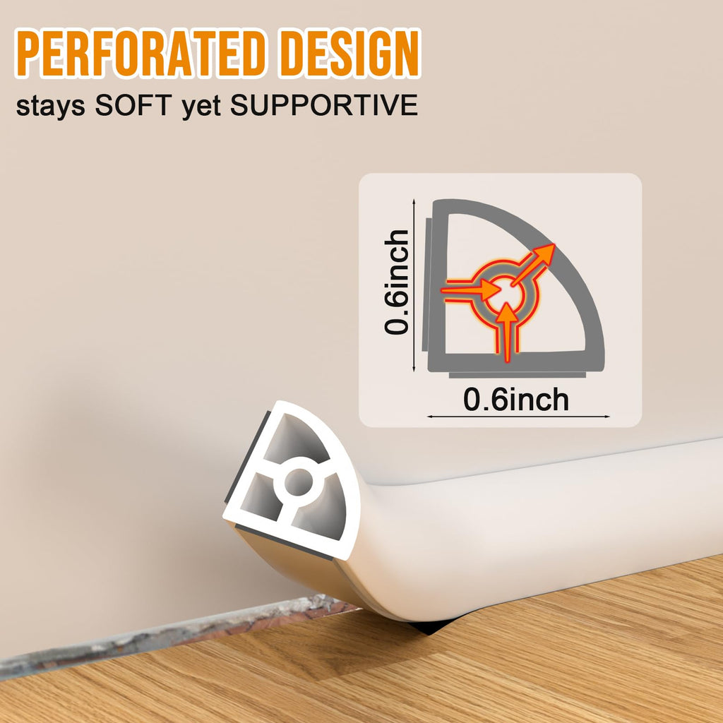 Flexible Quarter Round Molding Trim - 118in Waterproof Bendable Silicone Peel and Stick Molding Trim for Walls