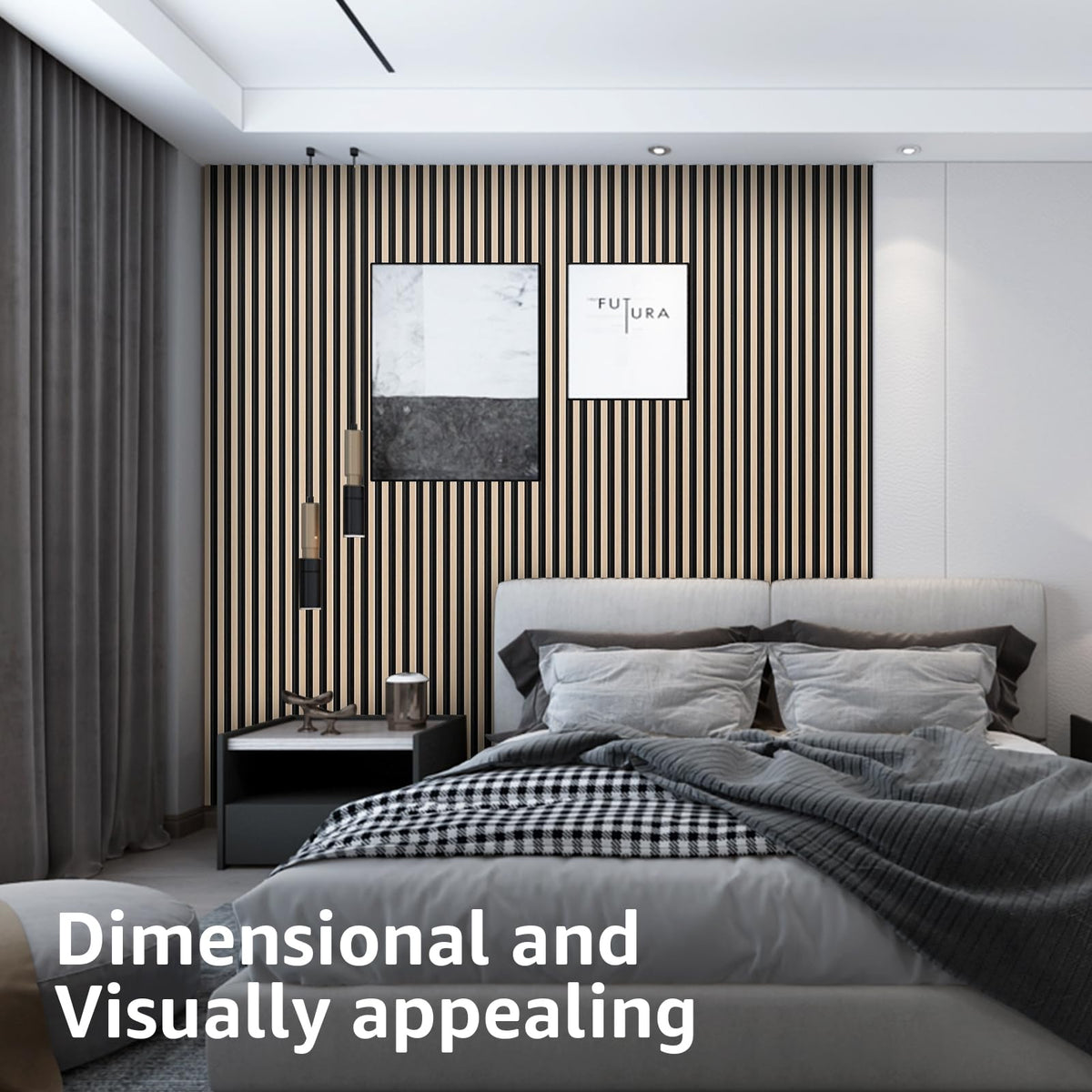 96 x 6 Inch WPC 3D Fluted Wood Textured Slat Wall Panels, 8-Pack, Oak