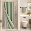 Waterproof Waffle Shower Curtain, Heavy Duty 3 Piece Set with Clear Liner and 6 Stainless Steel Hooks