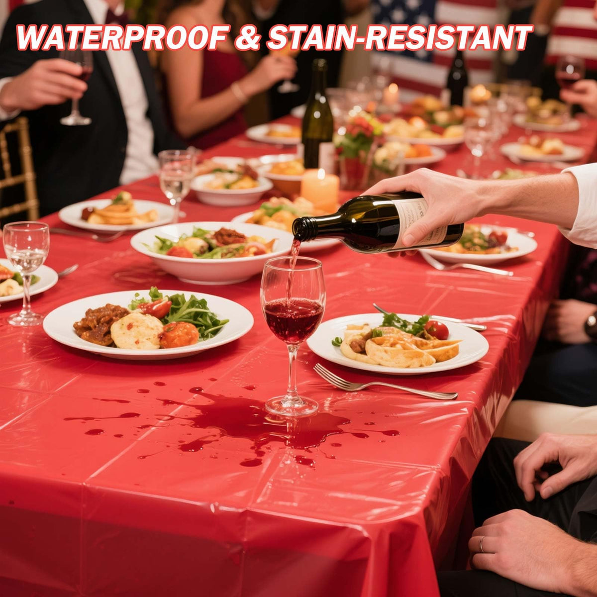 12 Pcs Red White Green Table Cloths, Christmas Plastic Tablecloths