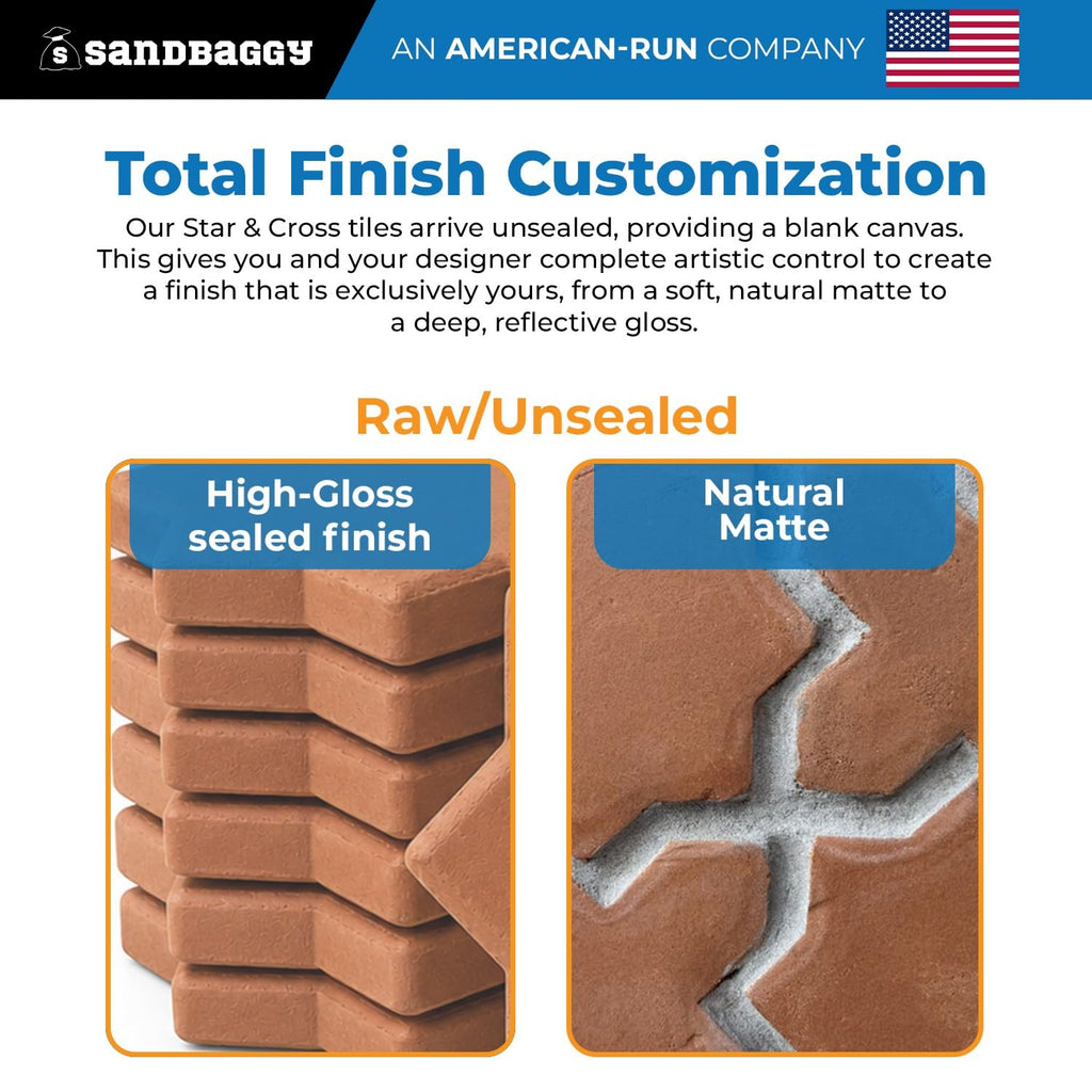 Lincoln Star & Cross Saltillo Terracotta Tile | Unsealed Handmade Mexican Tile - (20, Star & Cross Tile)