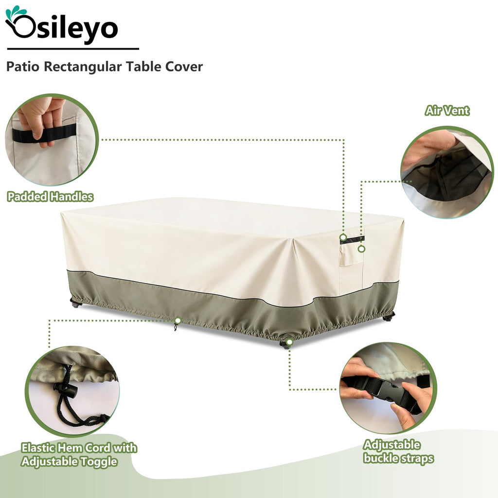 60 Inch Rectangular/Oval Patio Table Cover, Heavy Duty Waterproof Outdoor Dining Table Cover, Patio Furniture Covers