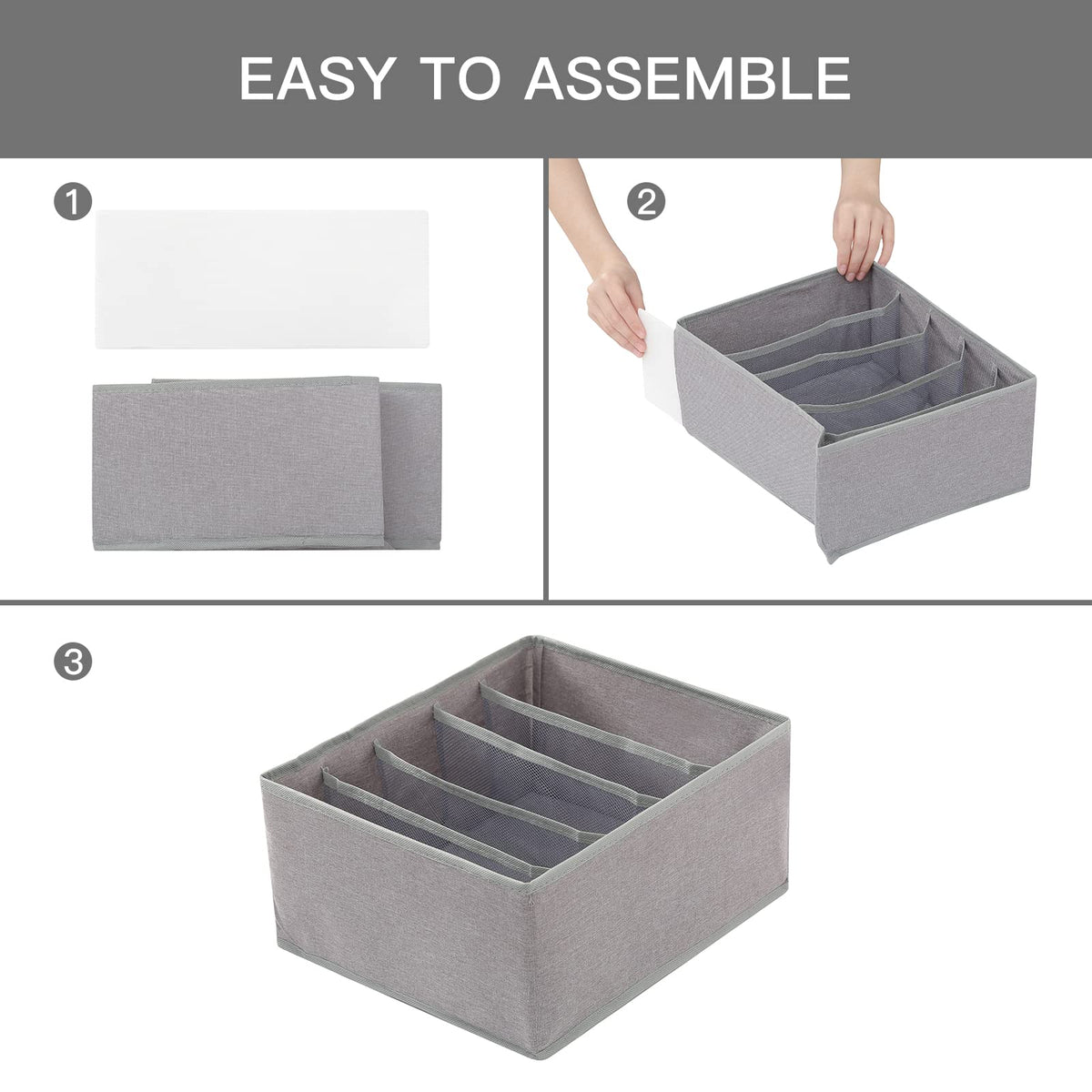 Pants Jeans Organizer for Closet, 4 Pack Drawer Organizers for Clothing, 5 Grids Wardrobe Clothes Storage for Deep