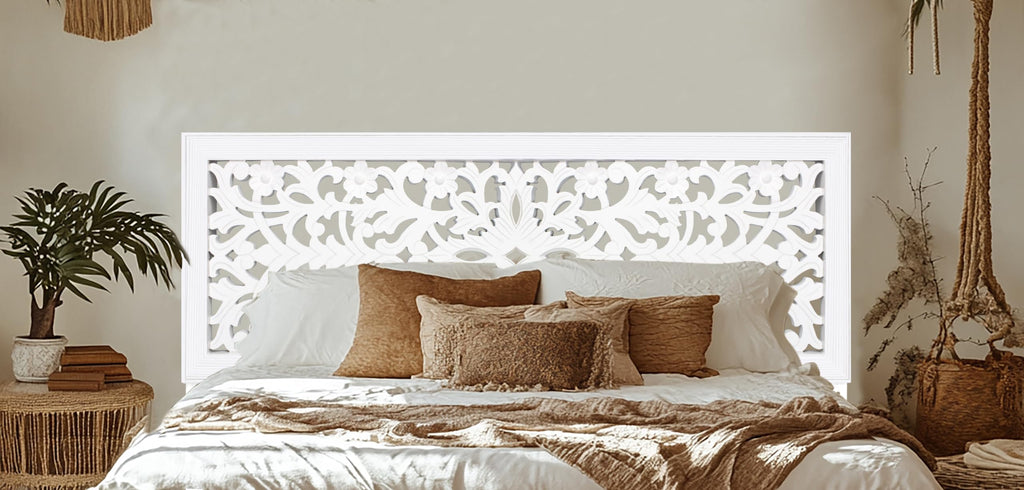Solid Wood Sturdy Headboard - Rustic White