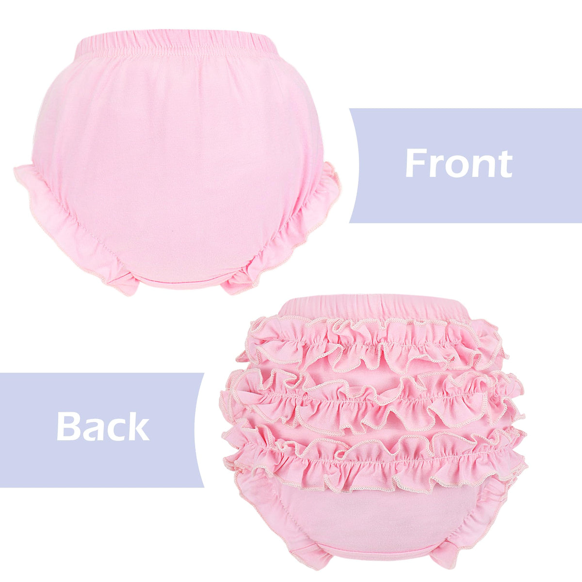 5 Pack Ruffle Diaper Cover - Baby Bloomers, Cute Cotton Baby Girl Shorts,Briefs- Panties for Toddler Girls