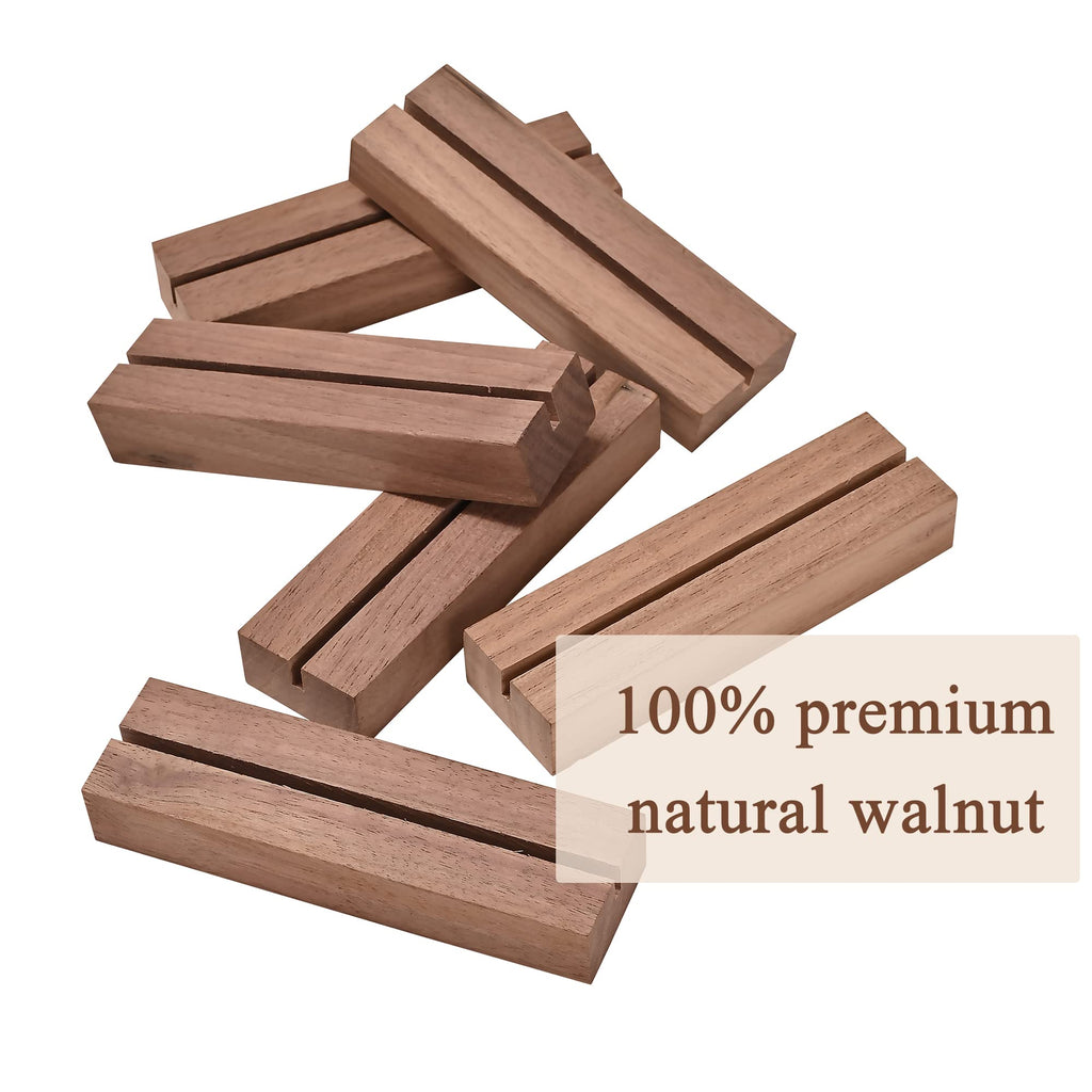 12Pcs Walnut Place Card Holders for Table, Table Number Holders